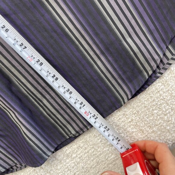 Joseph & Feiss Dress Shirt Men L Retro Purple Striped Classic Preppy Non-Iron - Picture 10 of 16